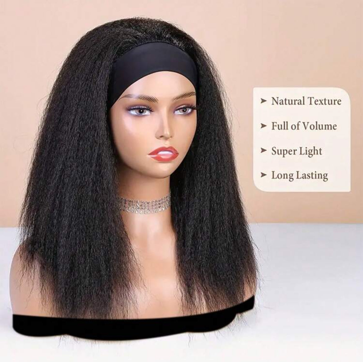 kinky hair headband wig
