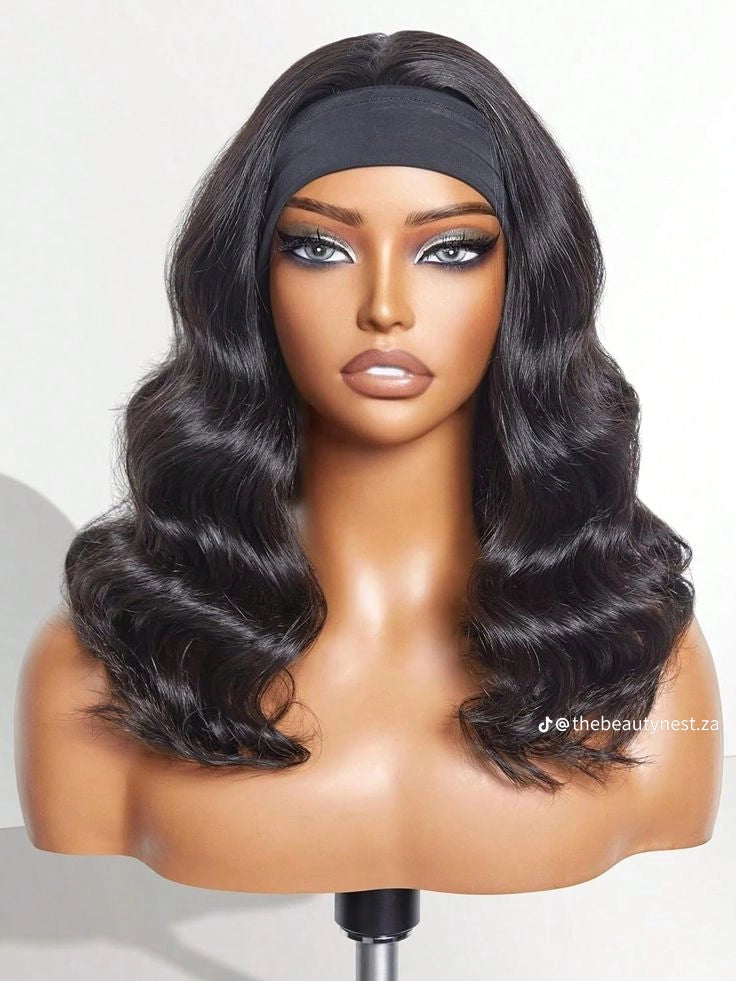 Synthetic headband body wave wig