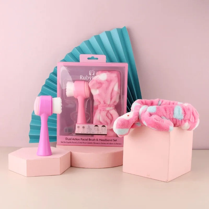 Facial brush and headband set