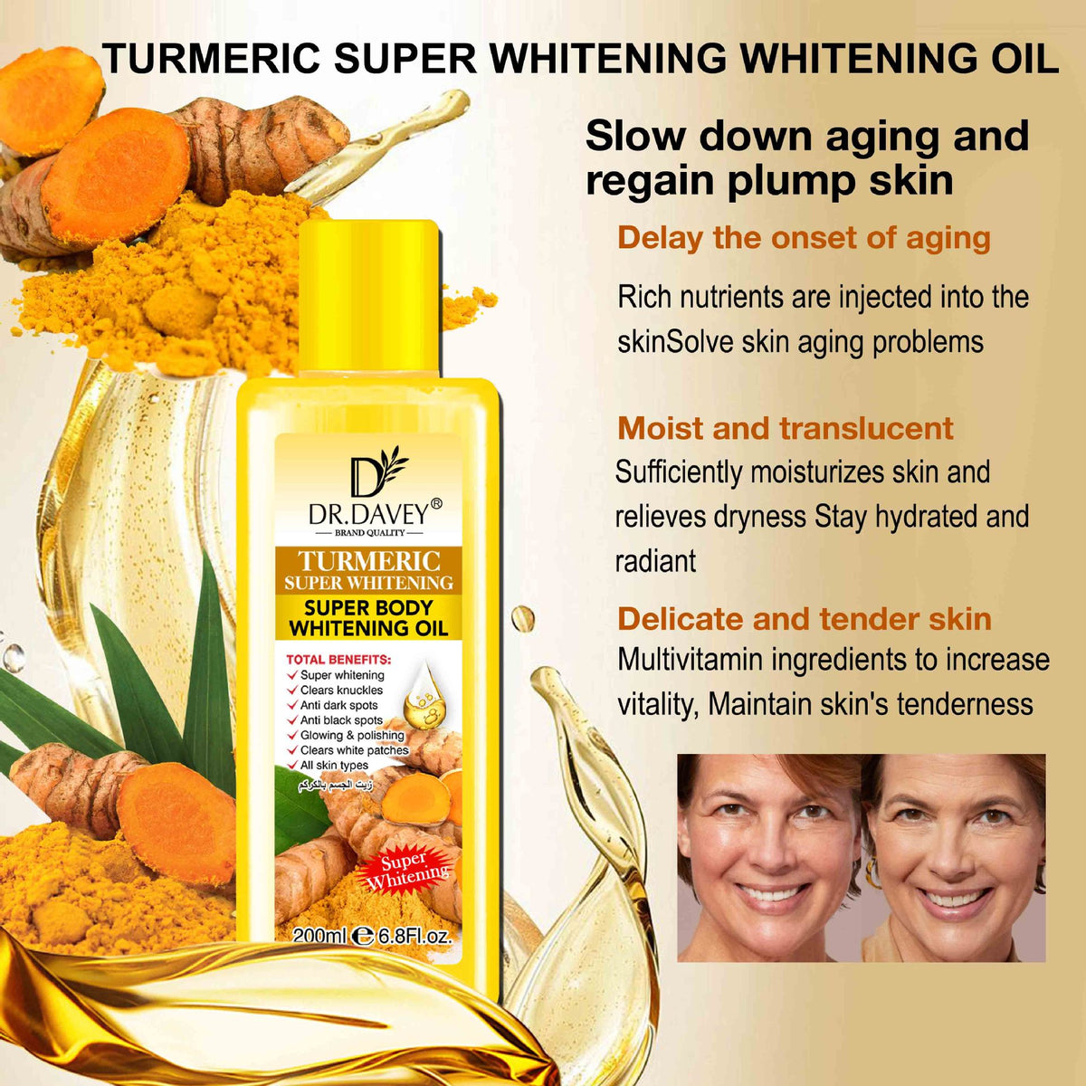 Tumeric Brightner Super whitening tumeric oil – Rohu's wholesale and retail