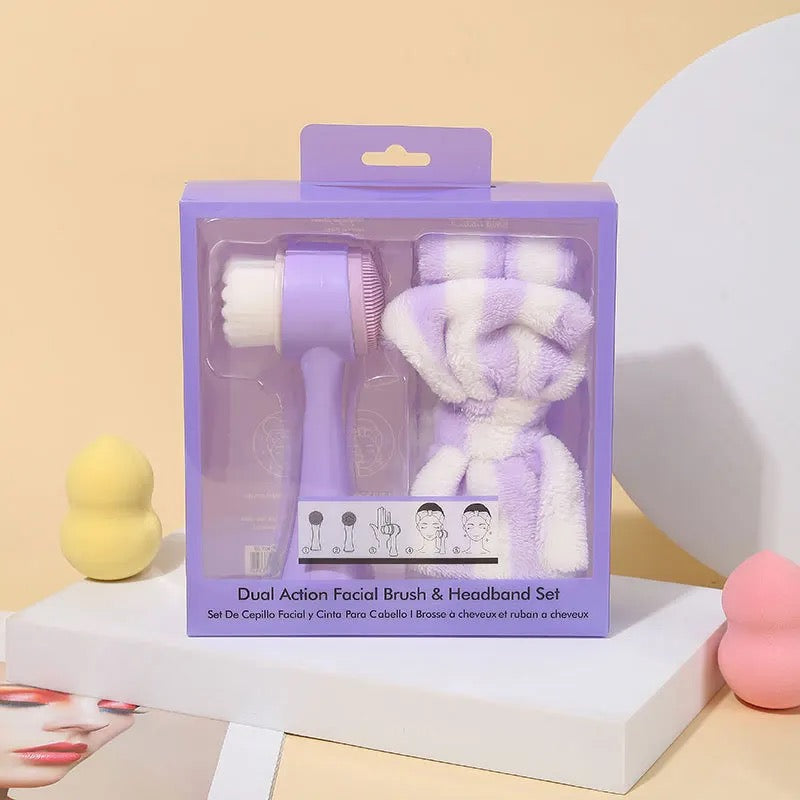 Facial brush and headband set