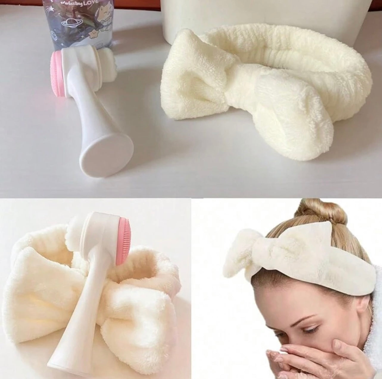 Facial brush and headband set