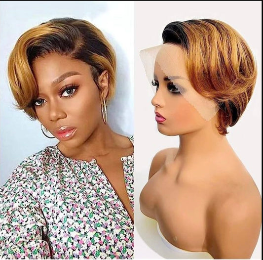 2 tone black n blonde pixie