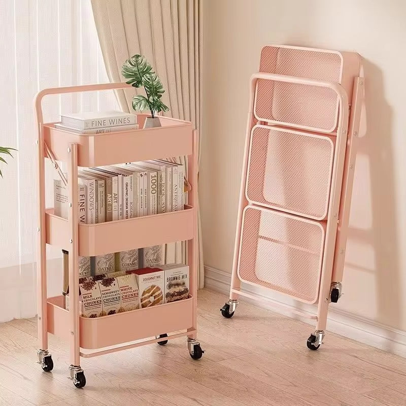 3 tier foldable rolling cart(multifunctional)