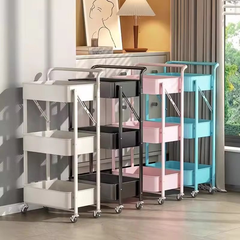 3 tier foldable rolling cart(multifunctional)