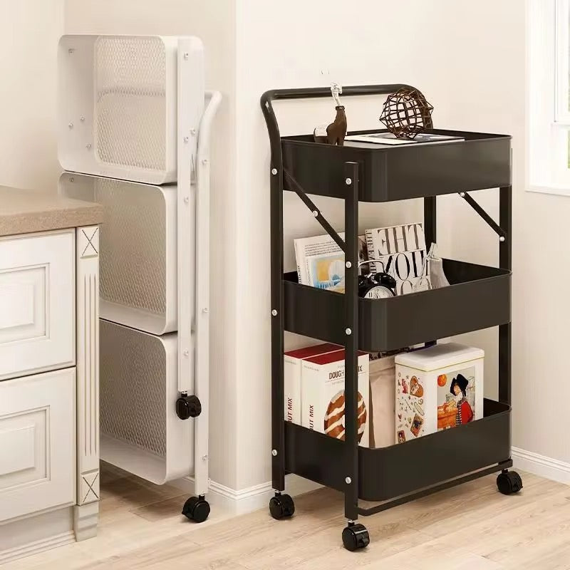 3 tier foldable rolling cart(multifunctional)
