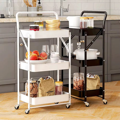 3 tier foldable rolling cart(multifunctional)