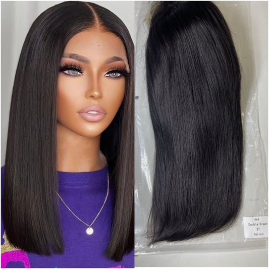16 inch double drawn glueless wig