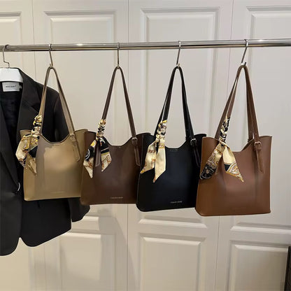 2025 summer retro simple PU large capacity bag