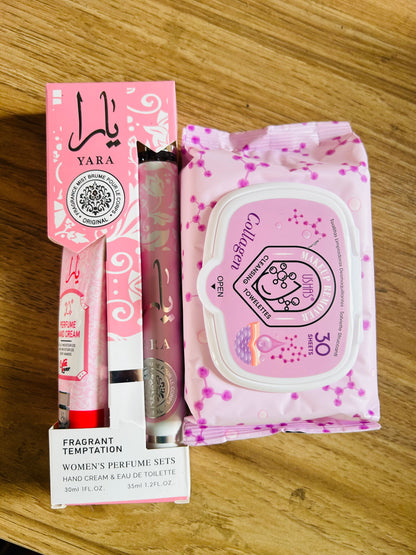 wipe,hand lotion and pocket perfume x10 sets