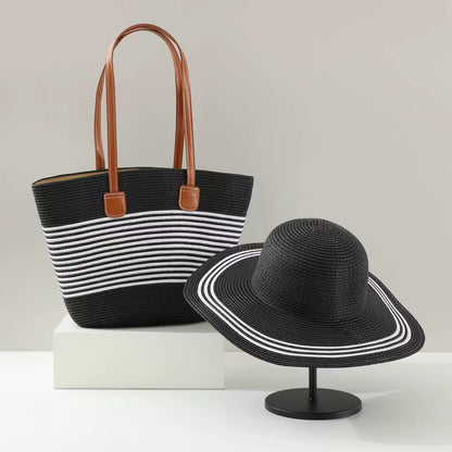 Straw bag and hat set x5