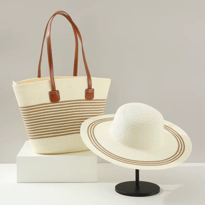 Straw bag and hat set x5
