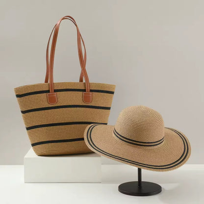 Straw bag and hat set x5